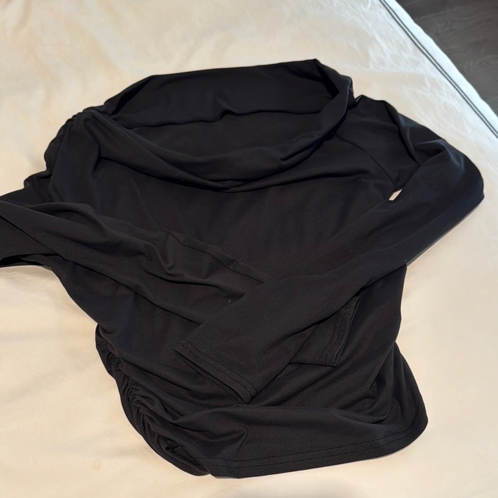 Black Cowl Neck Long Sleeve Top